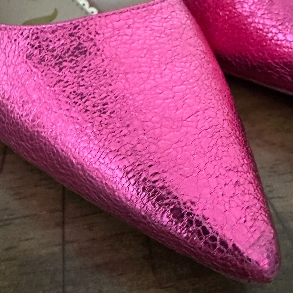 Sam Edelman Pink Metallic Leather Pointed Toe Stiletto Heels Women's 10M - Picture 2 of 11